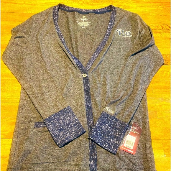 PITT Women’s cardigan new with Tags size large Gray and blue - Picture 1 of 12